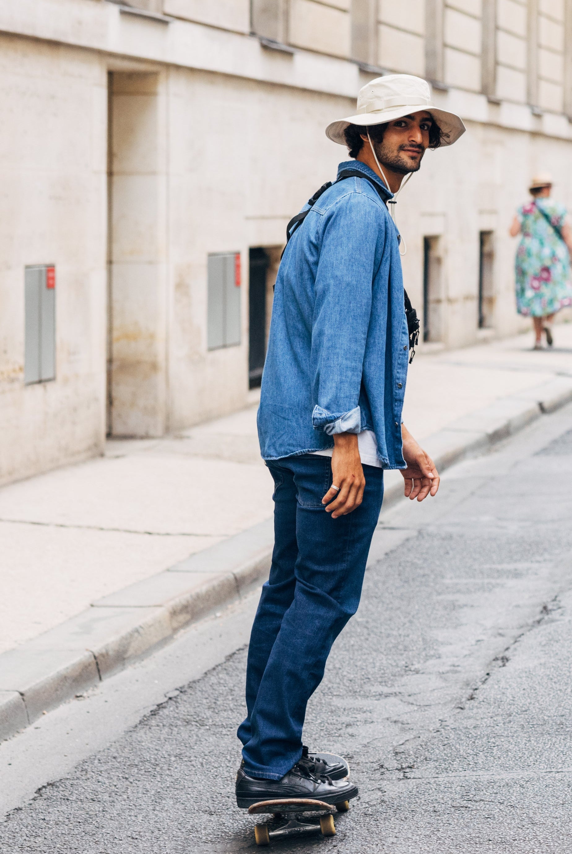 Sustainable MUD Jeans crafted from eco-friendly denim, featuring a classic blue wash and relaxed fit for ethical fashion choices.