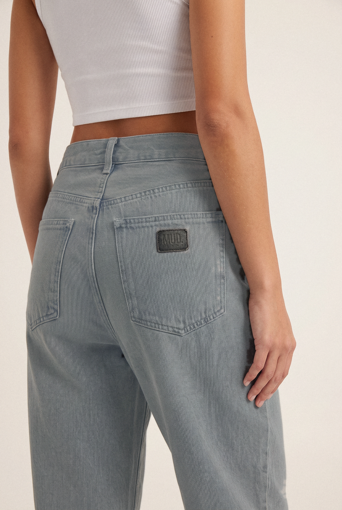 Brooke High Barrel Faded Grey - back pocket detail