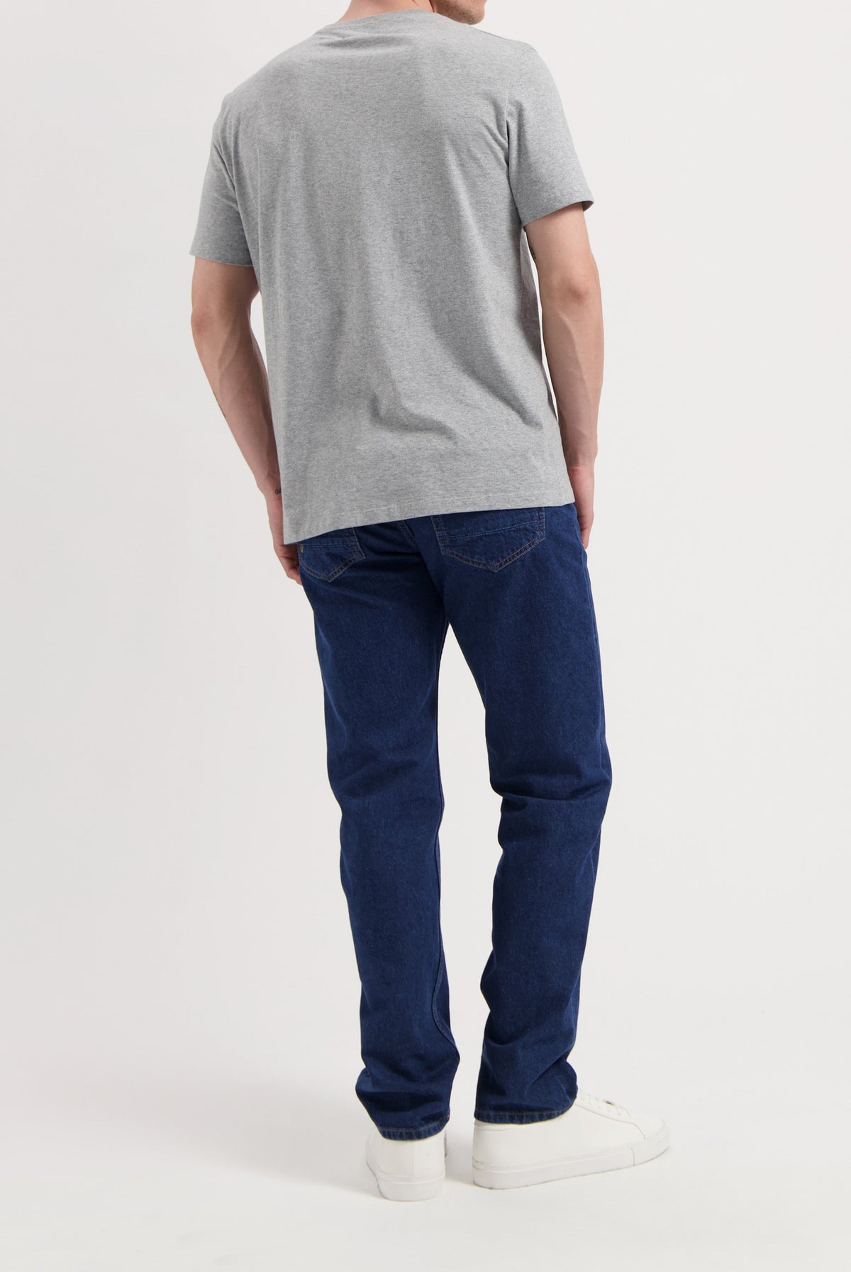 Sustainable MUD Jeans denim shirt in blue, featuring ethical craftsmanship and button-up design, paired with matching jeans.