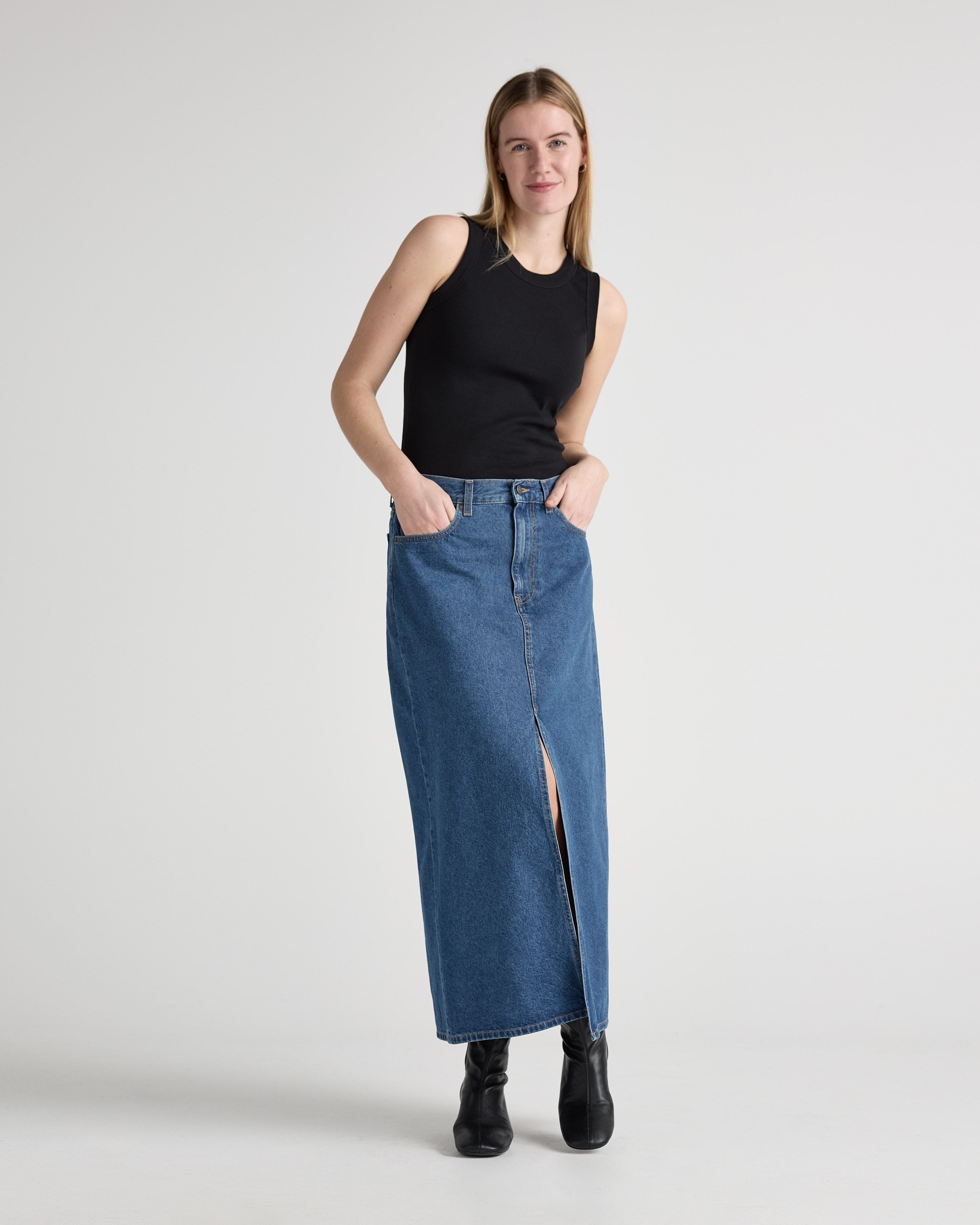 Sustainable denim skirt Lena Long Skirt Medium Stone MUD Jeans