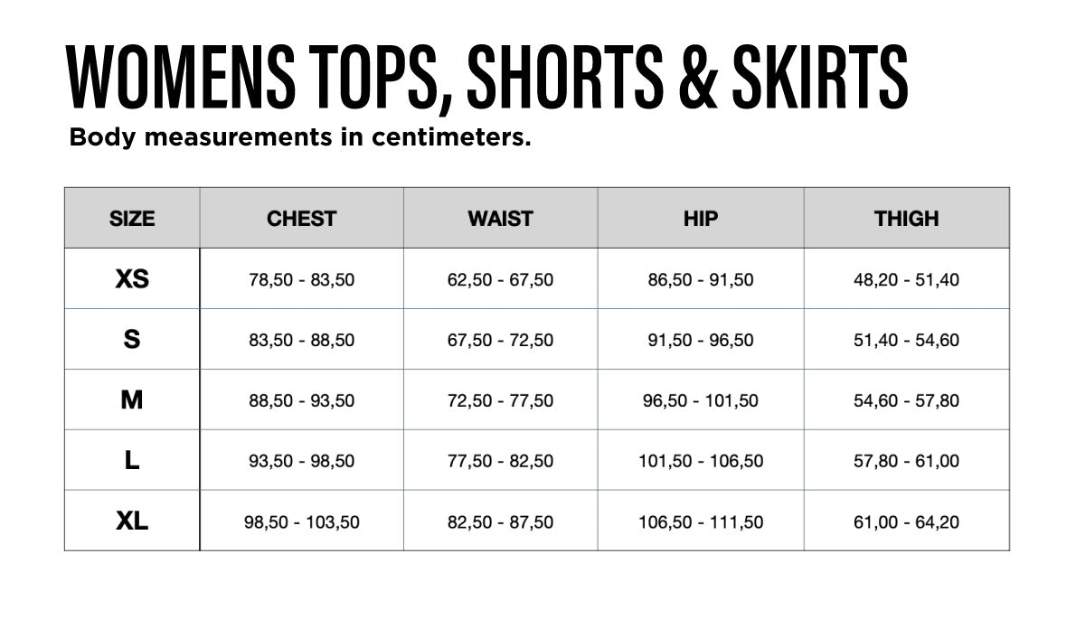 Women's size chart shorts sales