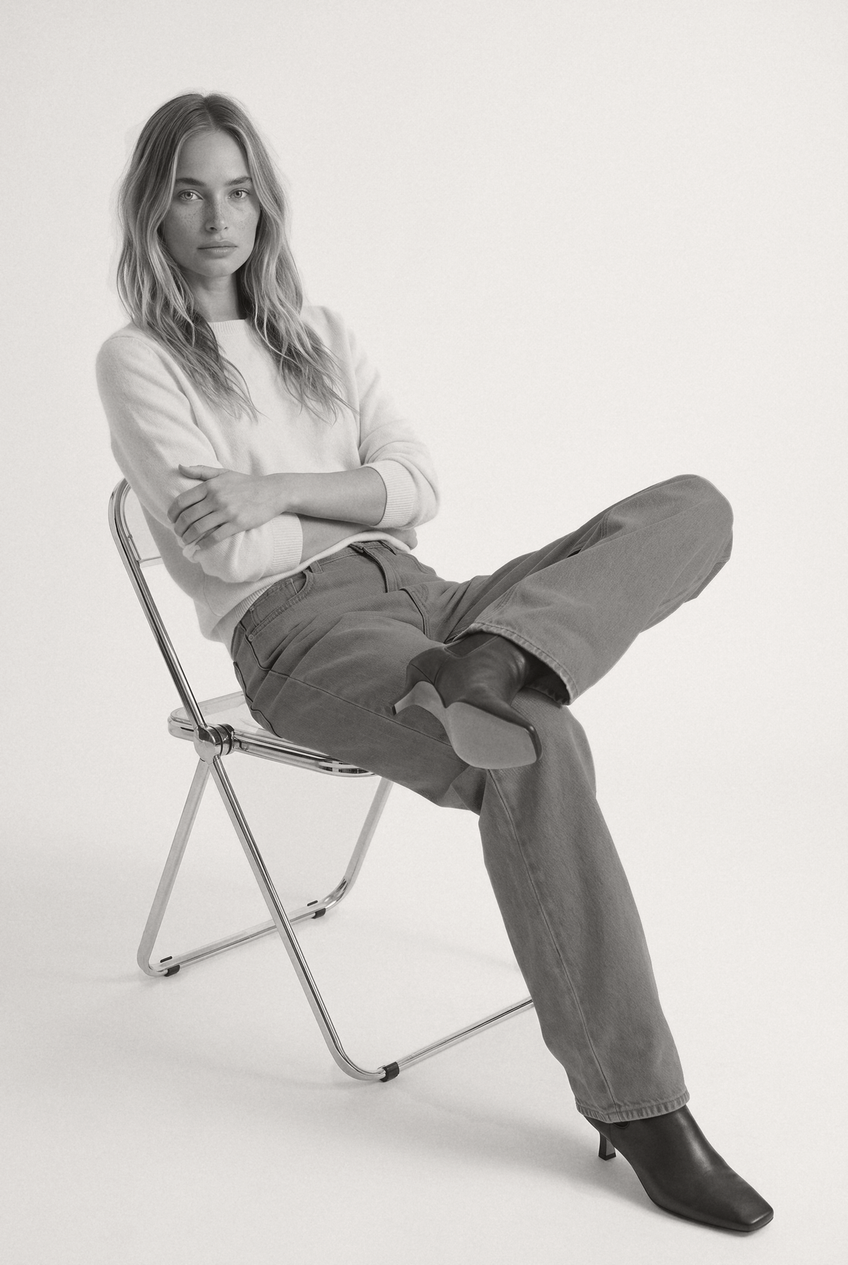 Brooke High Barrel Faded Grey - winter editorial bw