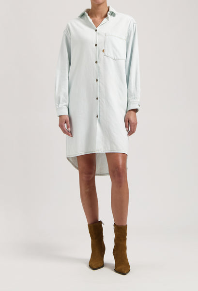 Sustainable denim dress | Ella Denim Dress - Sun Stone