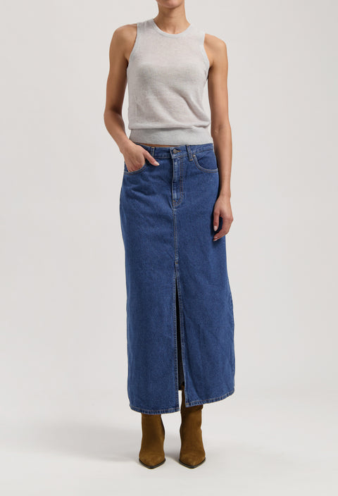 Lena Long Denim Skirt Medium Stone Wash – MUD Jeans